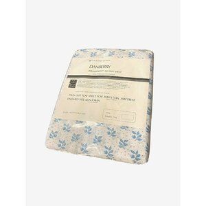 Vintage 70s Sears Roebuck NOS Twin Flat Sheet Muslin Bedding Blue White Danberry